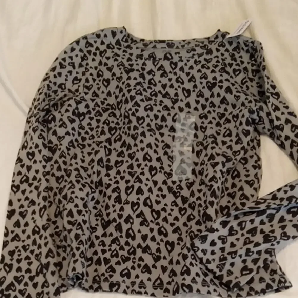 NWT Old Navy Girl's Size Large Stylish Black and Gray Leopard Print   Top